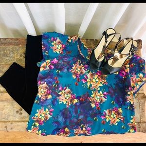 Floral Top With Back Cutout